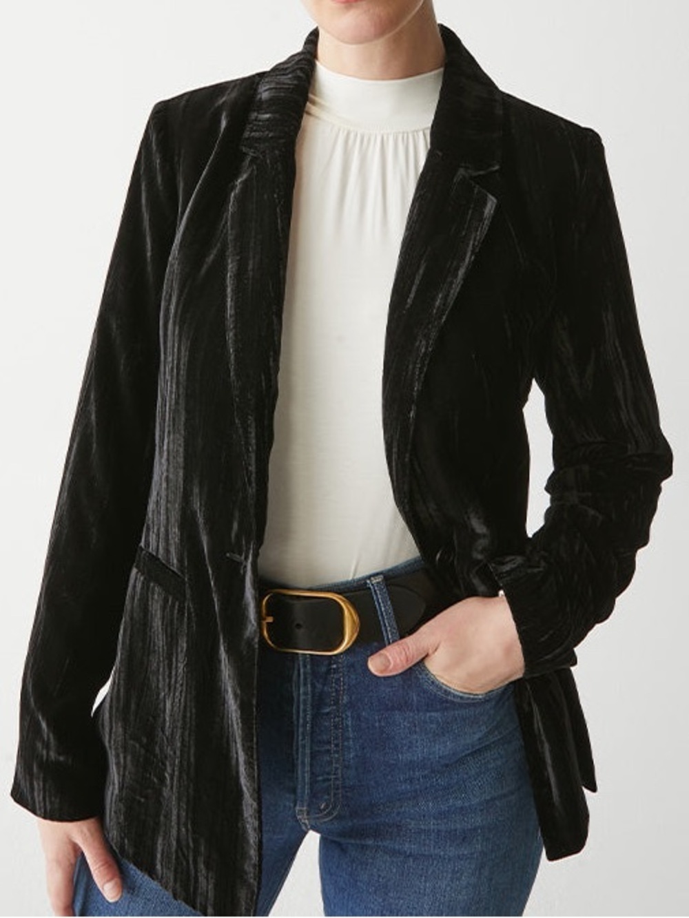 Michael Stars Black Velvet Blazer Open Front Size Small